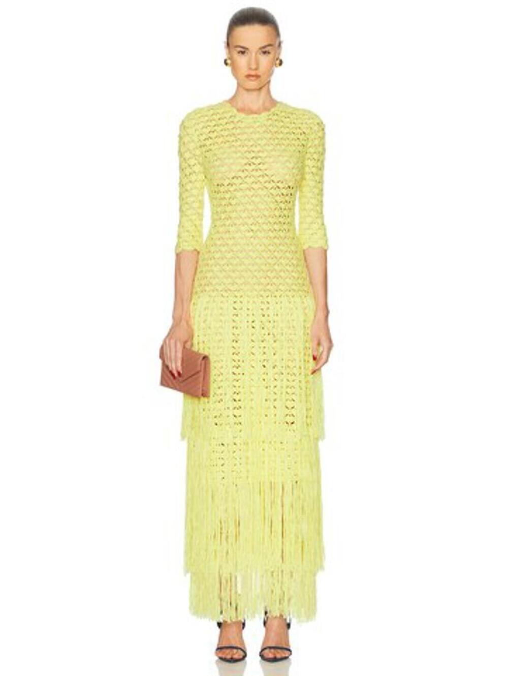 ALEJANDRA ALONSO ROJAS Crochet Dress With Fringe
